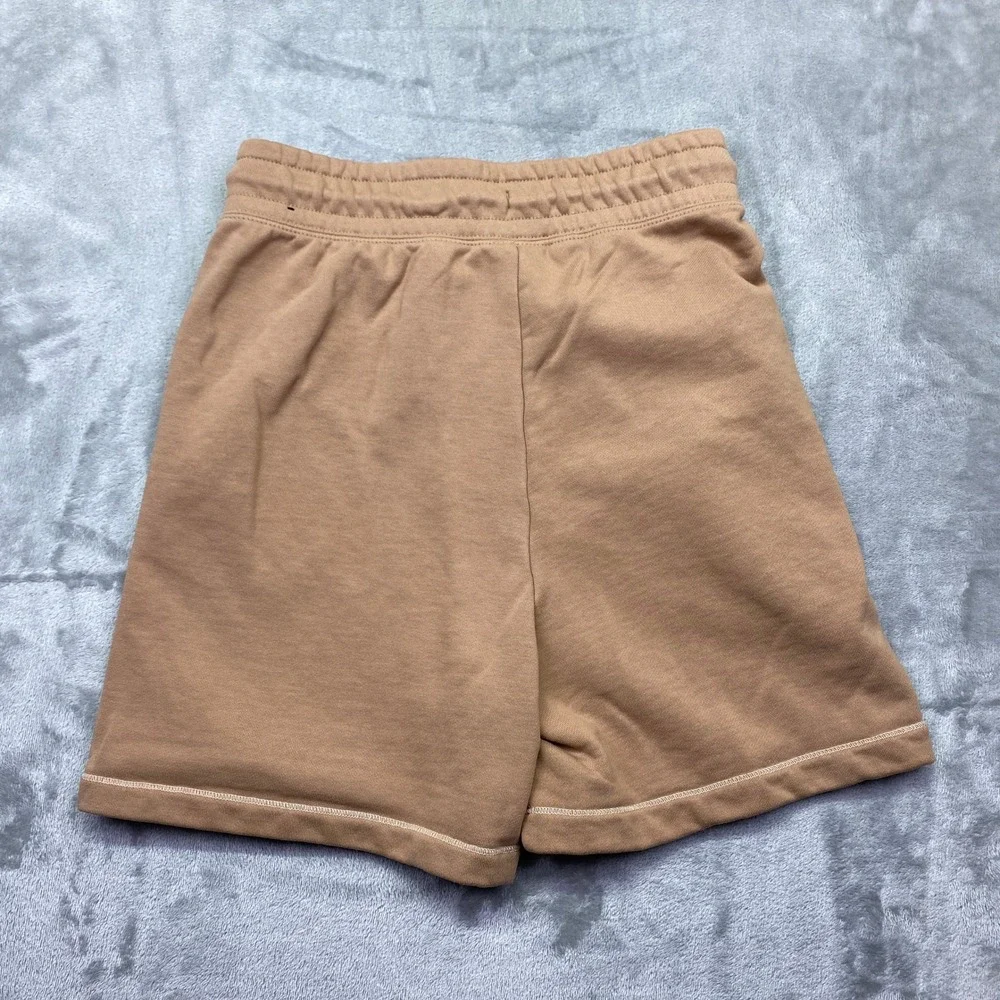 Nike Sportswear French Terry Shorts Tan Brown Logo Drawstring‎ Waist XS Fits 25